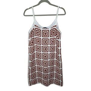 Willow & Wind Women's L Brown Geometric Knit Crochet Dress Summer